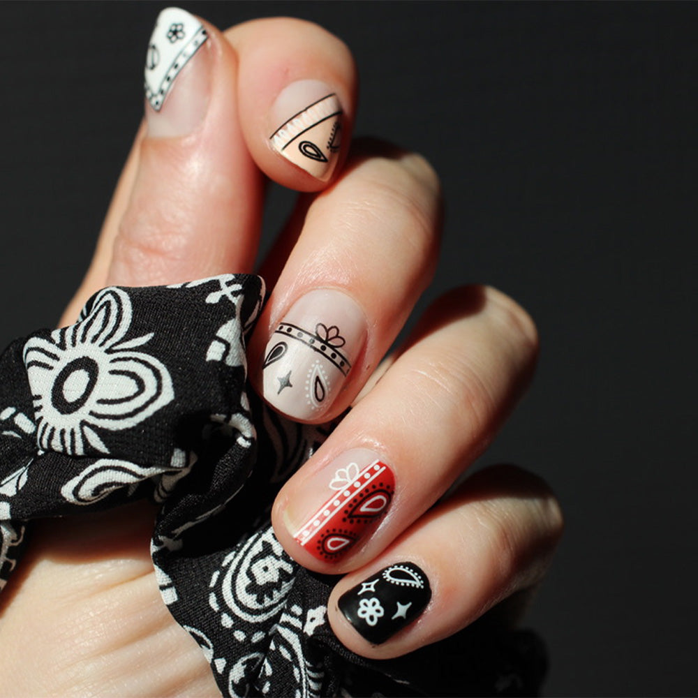 nail art bandana, paisley nail tattoos