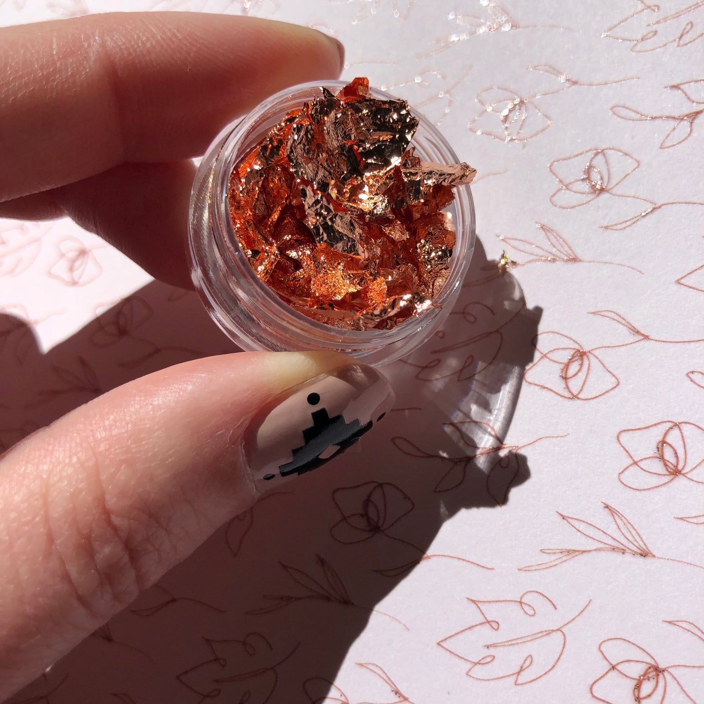 foil rose gold, foil champagne nail art