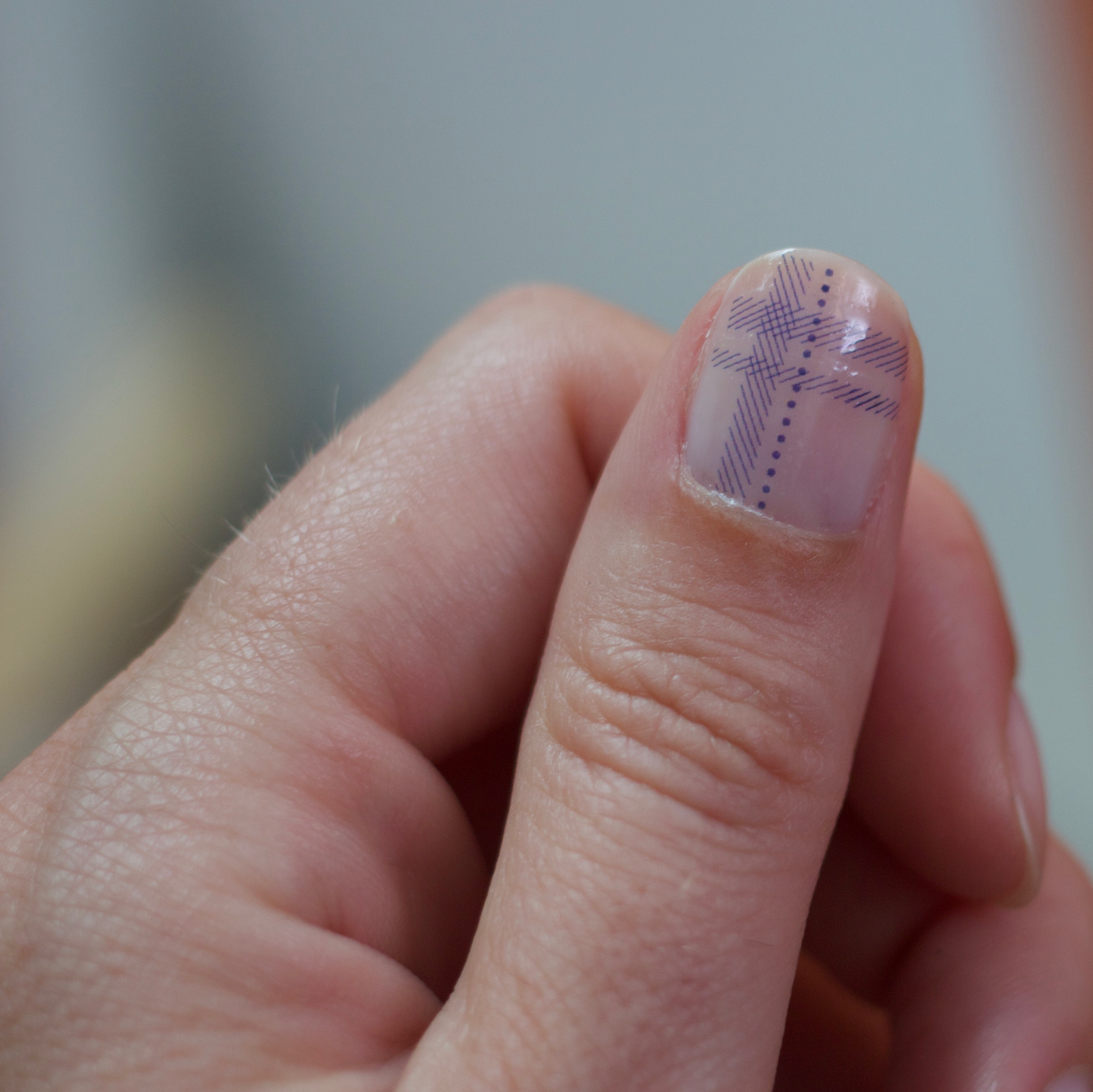 Nail Tattoos Tartan Bleu