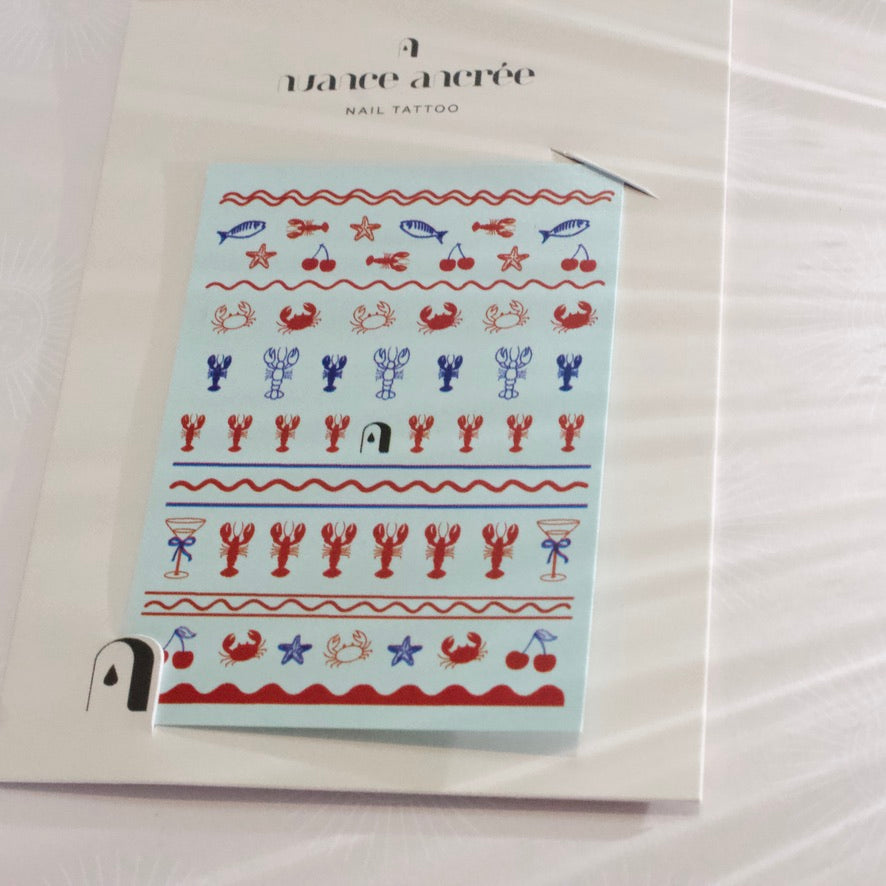 lobster nail art, stickers ongles minimalistes