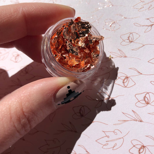 foil rose gold, foil champagne nail art