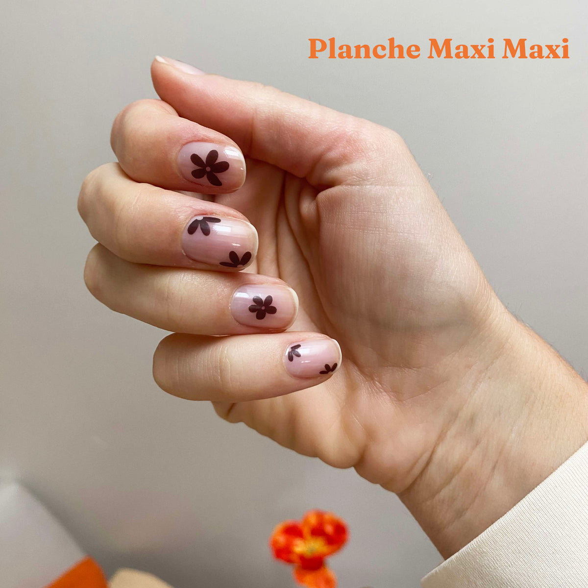 fleurs marron automne nail